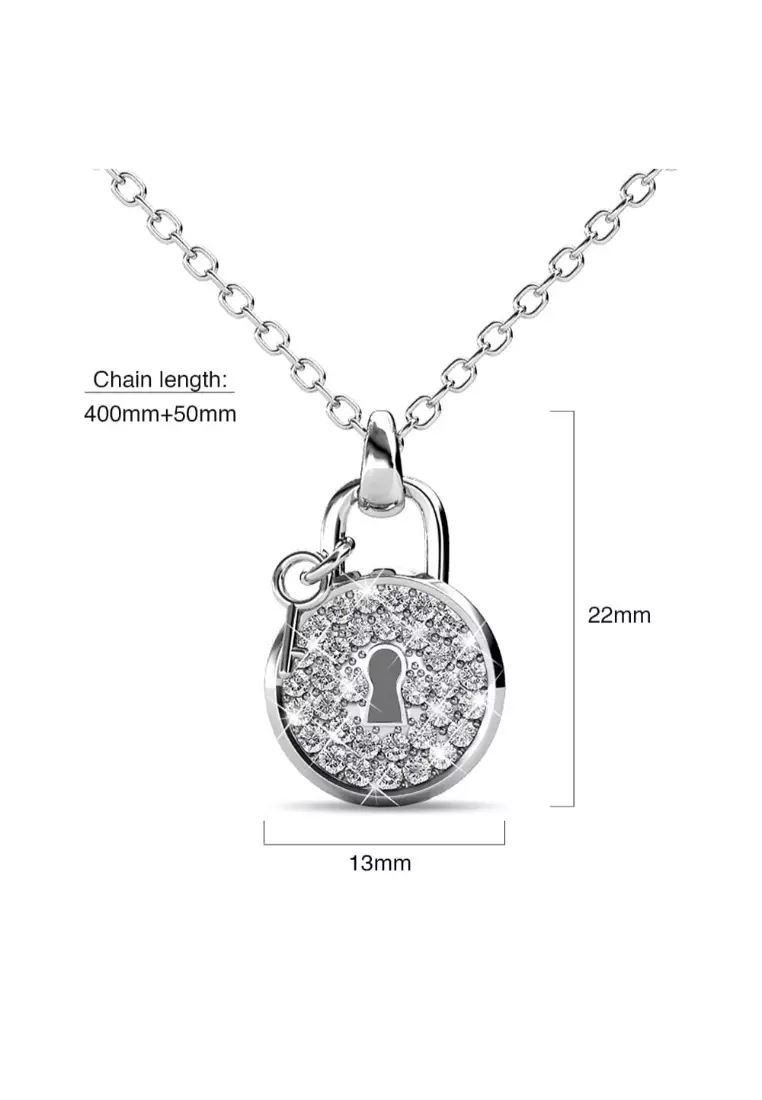 White gold on sale padlock necklace