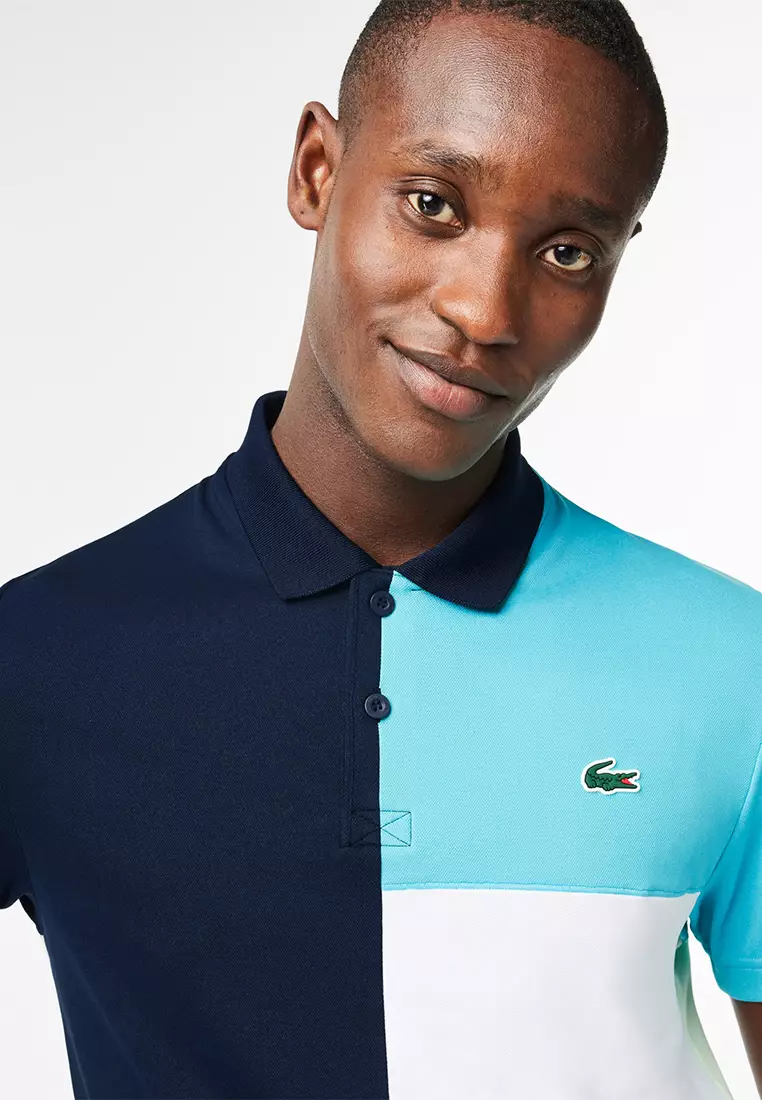 Blue and hotsell white lacoste shirt