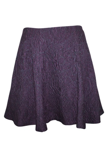 ALICE + OLIVIA purple Pre-Loved alice + olivia Purple Pattern Flare Skirt CF994AA820914DGS_1