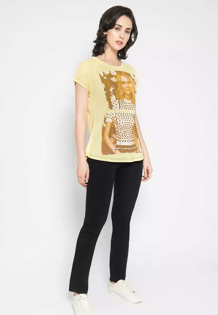 LGS - Kaos Ladies - Motif Gambar Sablon - Kuning - LTS.555.T995.084.C