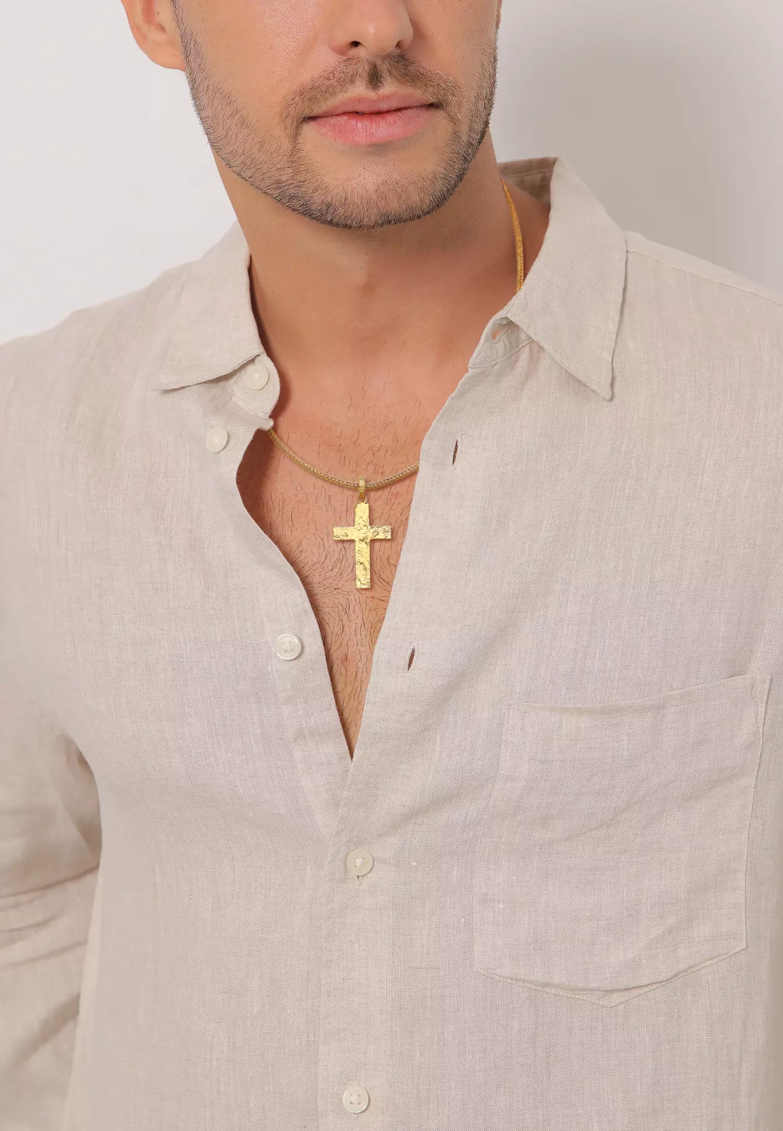 EXCLUSIVE Kalung Perhiasan Perak 925 Pria Cross Pendant Solid Gold Plated