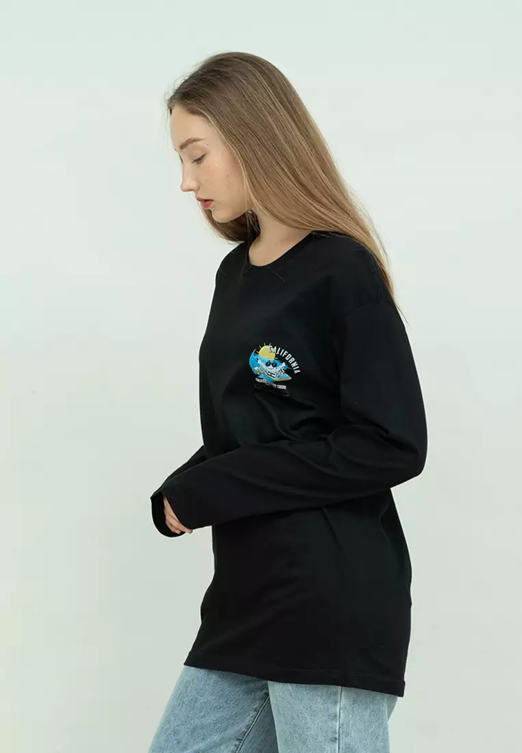 Kaos cotton combed lengan panjang wanita hitam houseofcuff California