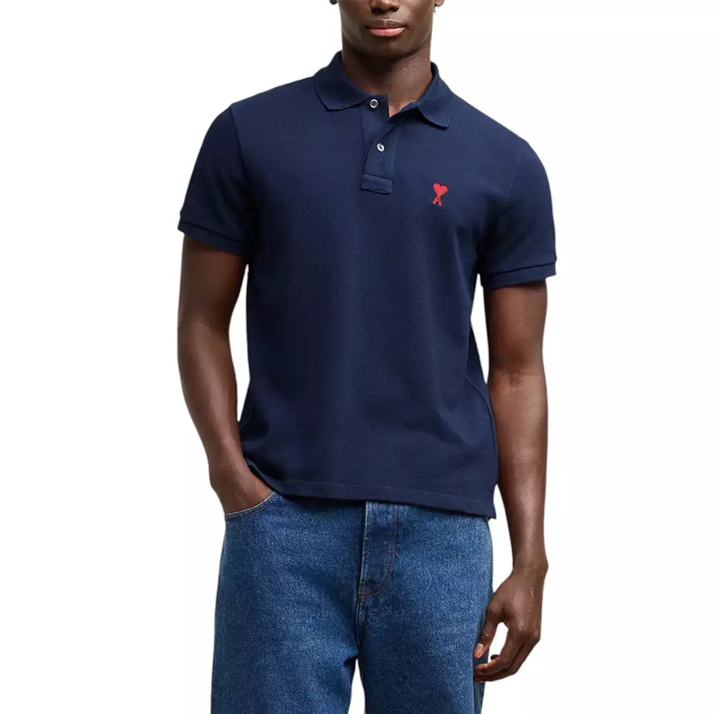 Red Ami De Coeur Polo Shirt Navy