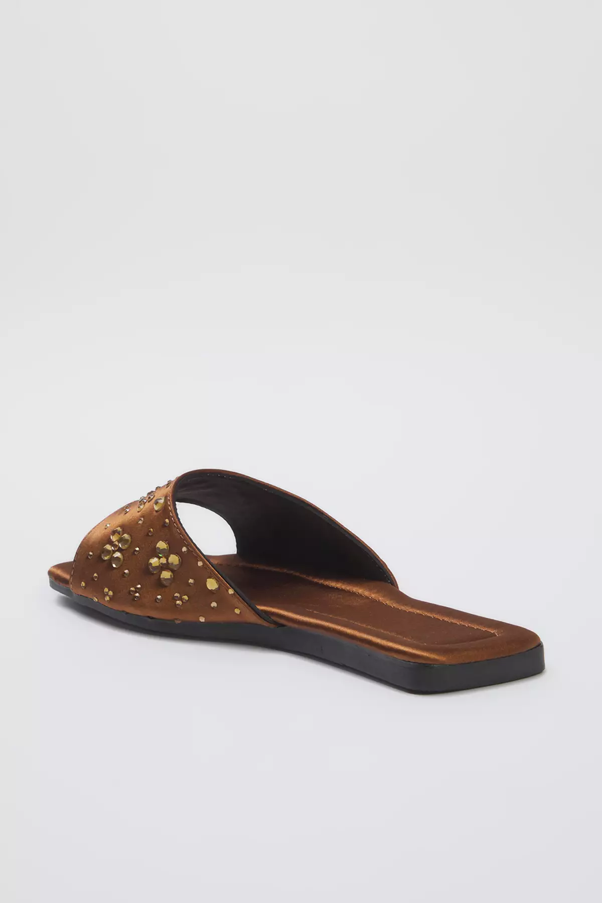 Brown Stone Satin Stylish Women's Slippers Takss25Te00025