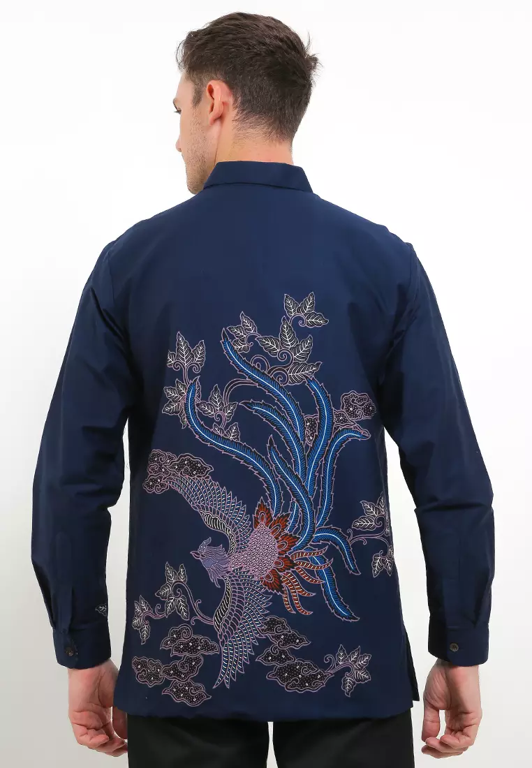 Kemeja Pria Lengan Panjang Furing Firenze Katun Lining Navy