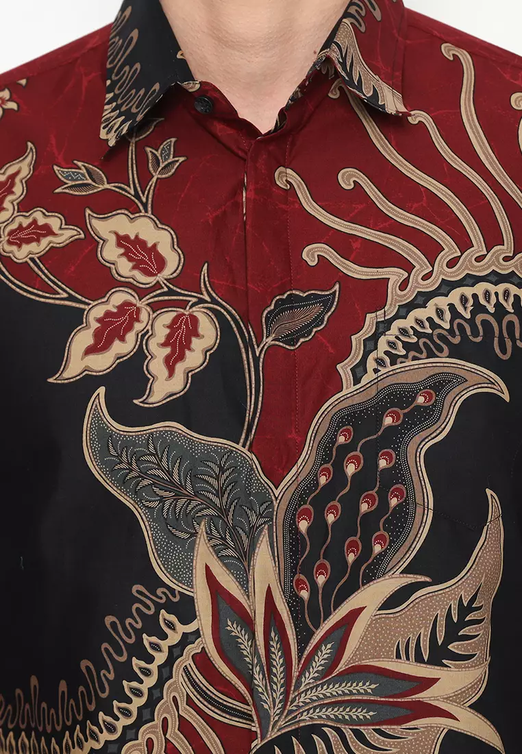 Kemeja Batik Pria Slimfit Senapati - Maroon