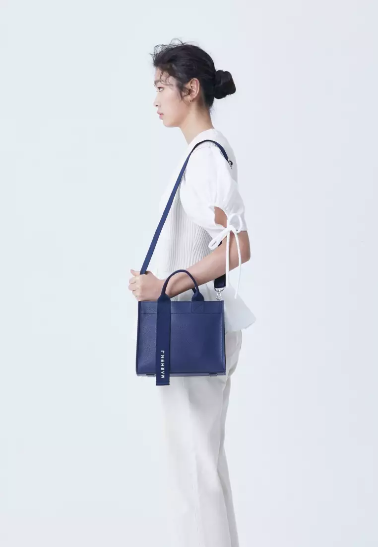 CINDY Vegan Leather Crossbody Bag Navy Blue