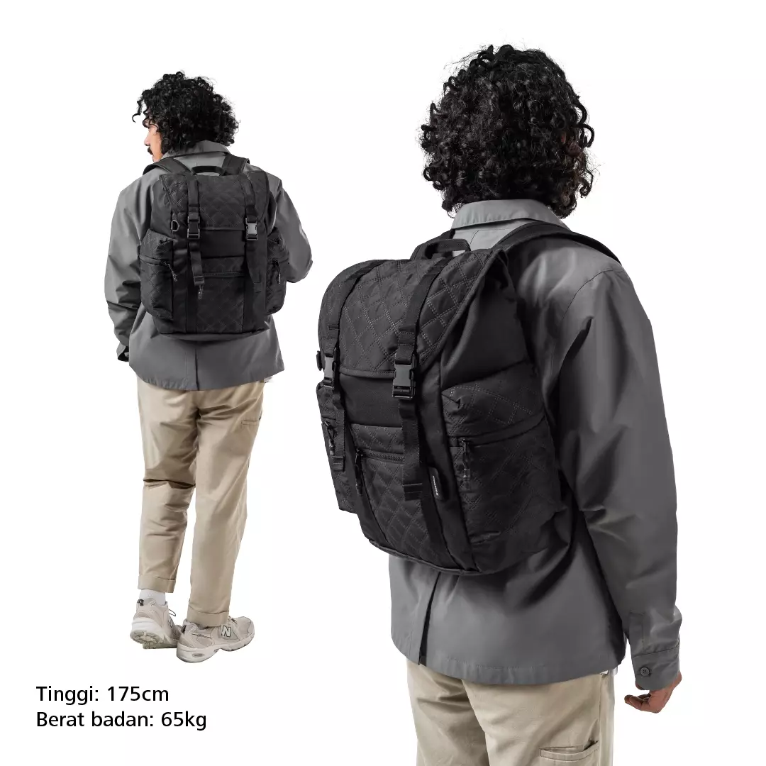 Author Overrow Laptop Backpack 14 Inch Tas Ransel Kerja Kuliah Sekolah Quilt - Hitam
