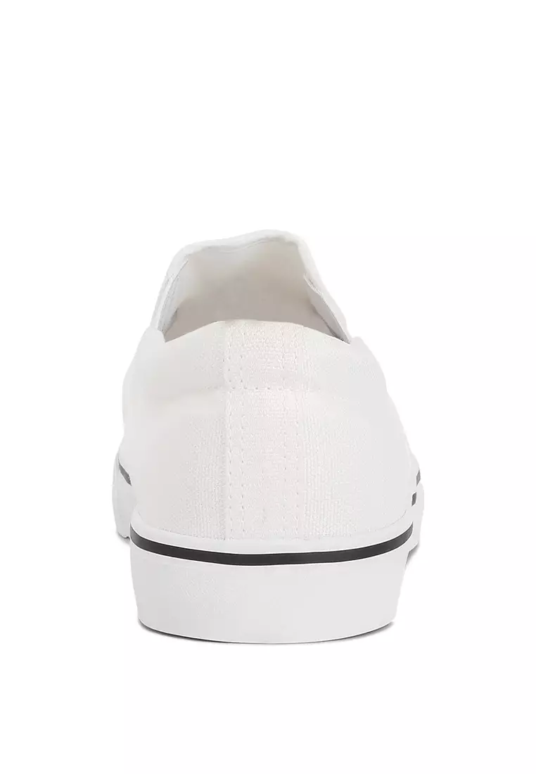 White canvas discount slip on trainers