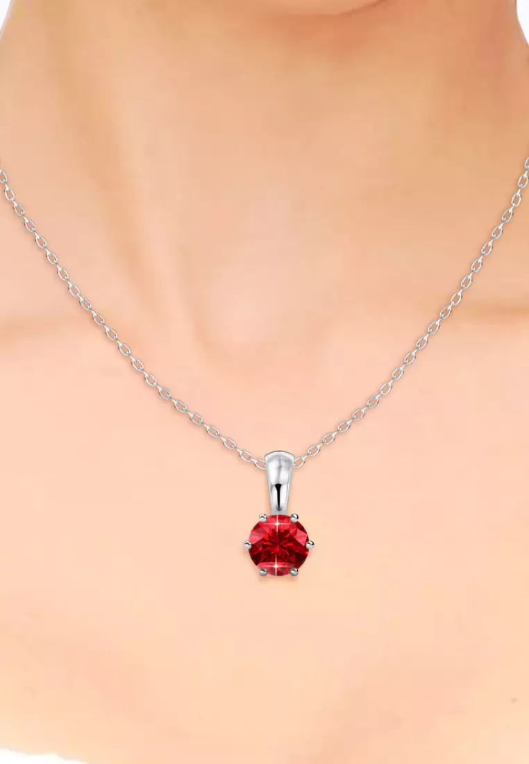 Birth Stone Pendant July Ruby - Kalung Crystal Swarovski by Her Jewellery