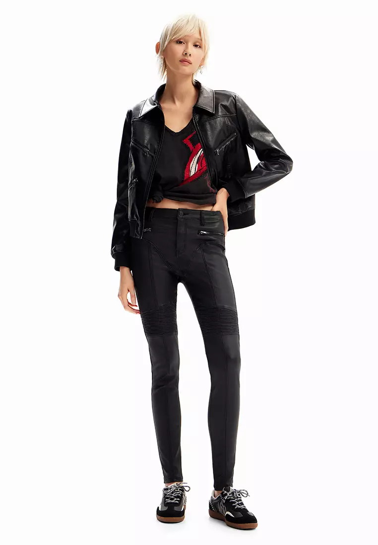 Desigual Woman Slim leather-effect trousers.