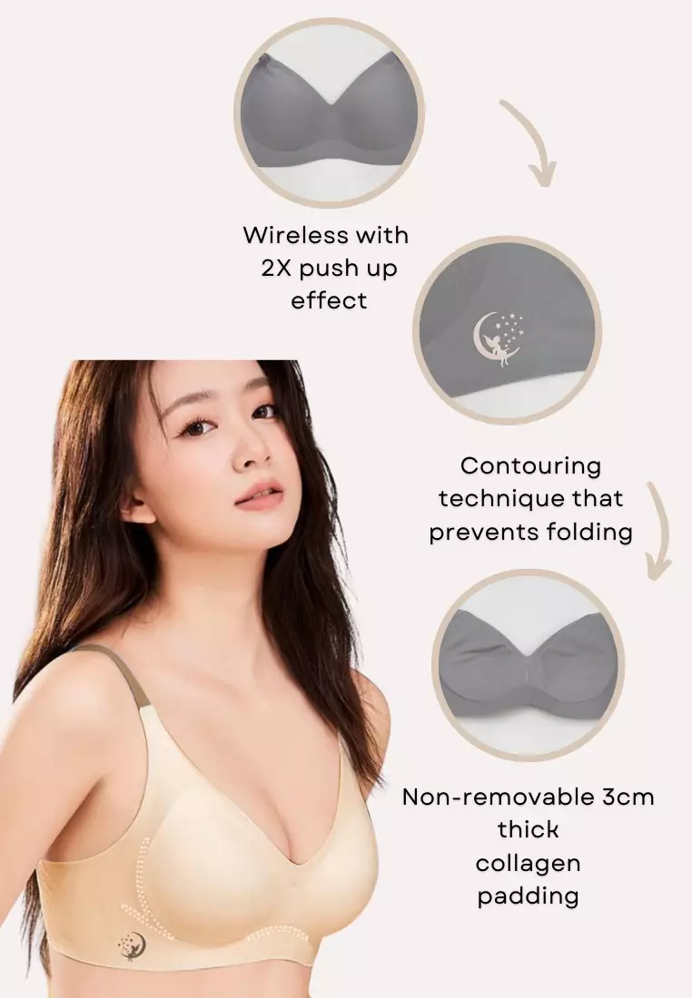 2 Pack Premium Olivia Seamless Wireless Paded Push Up Bra in Pink and Black