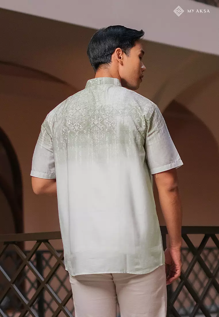 My Aksa Kemeja Batik Pria Lengan Pendek Al Barra Olive