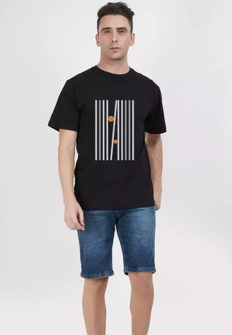 Symmetric Lines Black Cotton Short Sleeve Essential T-Shirt