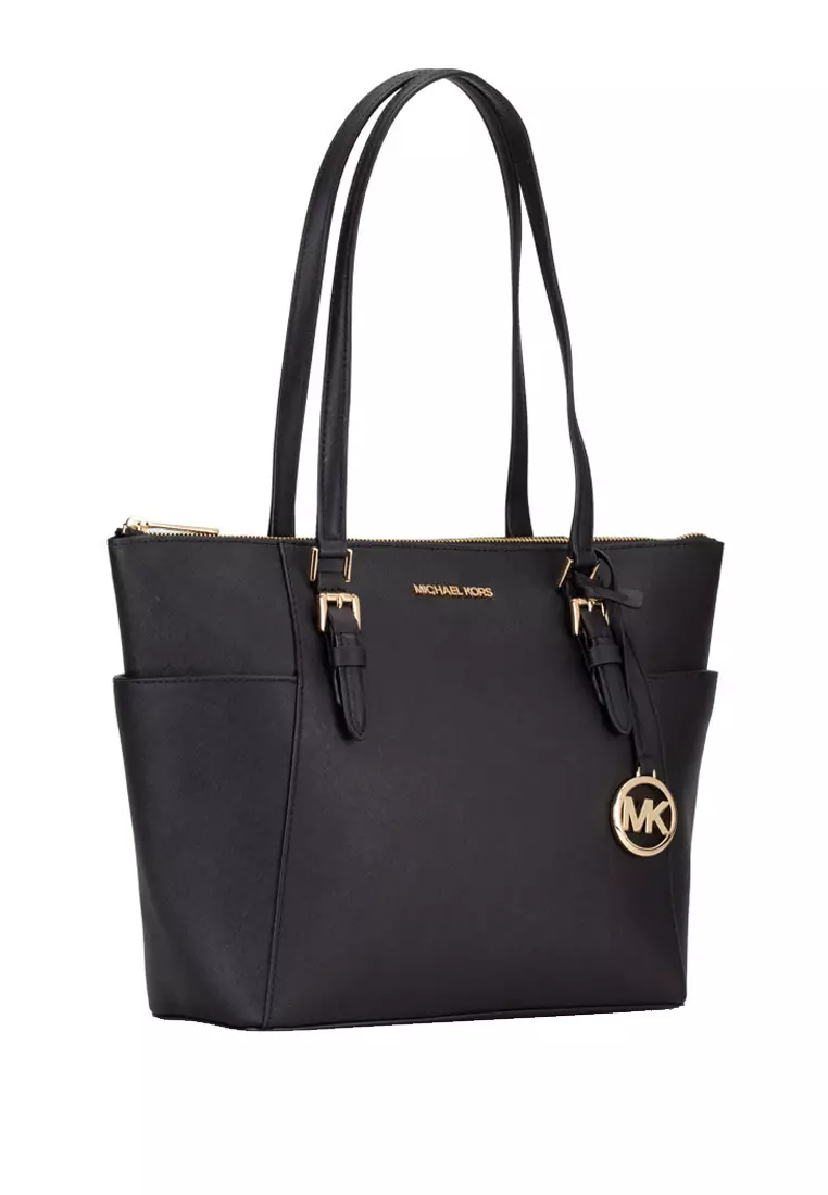 Charlotte Large Top Zip Tote Bag - Black