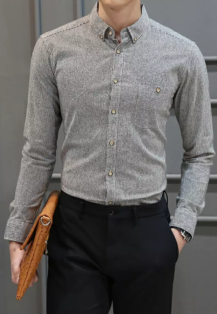 Square-neck Striped Shirt C1523