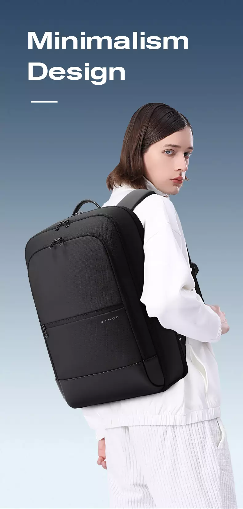 Bange BG2953 Tas Ransel Backpack laptop Kerja Pria 15.6 Inch - Black