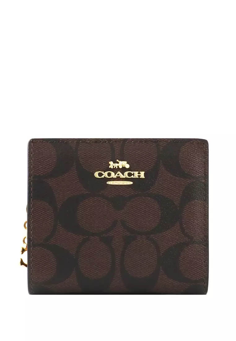Coach Coach Snap Wallet In Signature Canvas Dark Brown 2024 Buy