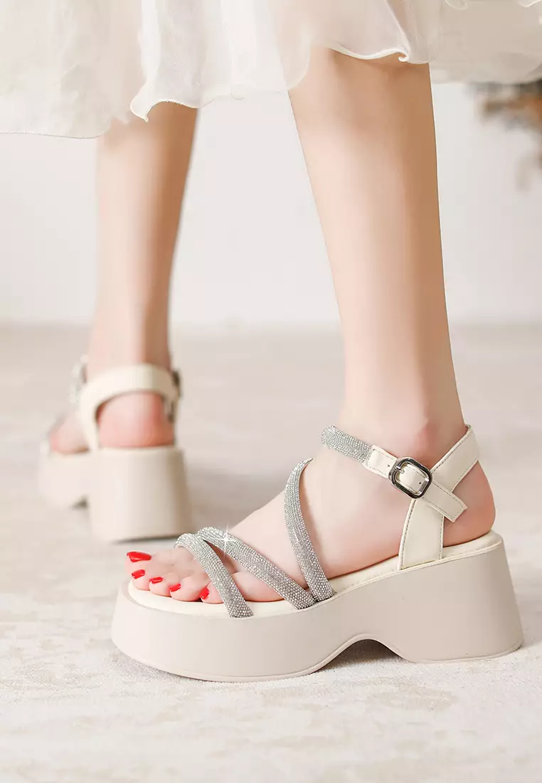 Platform Rhinestone Strap Roman Sandal SB223-5