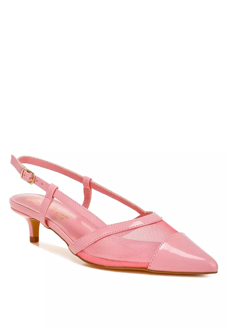 Sandal Slingback Jaring dalam Warna Pink