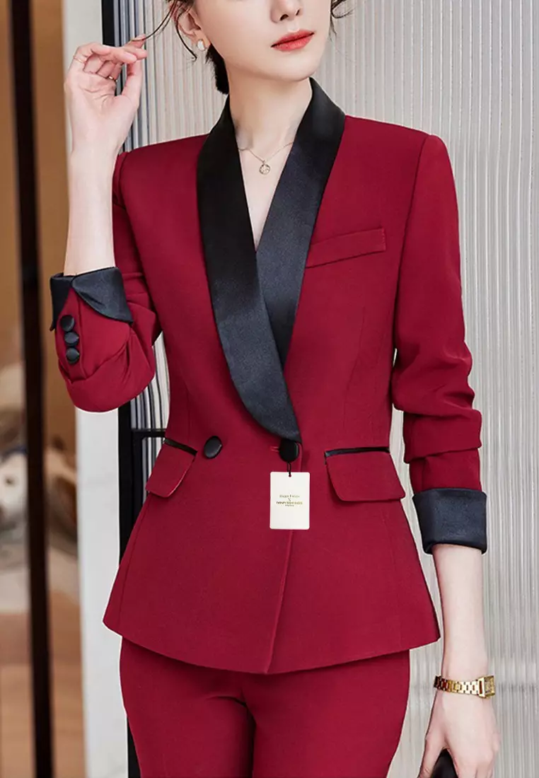 Red blazer suit best sale womens