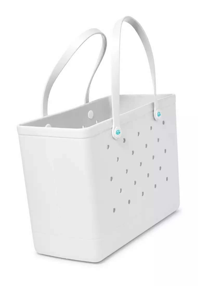 Heavy-Duty Waterproof EVA Rubber Tote Bag Utility Grocery Bag Washable Beach Bag - Snow