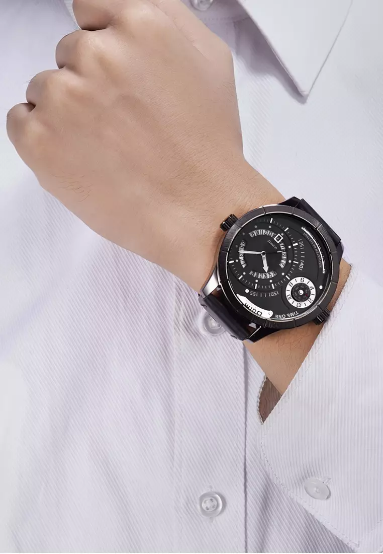 Very Large Men's Quartz Watch - 52x52mm - IP Black Steel case, Black Dial, Black Strap