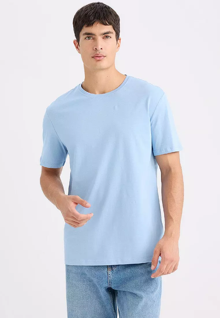 Buy DeFacto New Regular Fit Crew Neck Basic Plain Short Sleeve T
