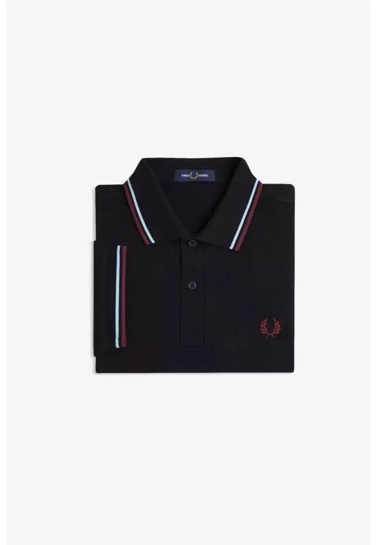 Fred Perry M3600 Twin Tipped Fred Perry Shirt (Black / Ball Boy Blue / Oxblood)