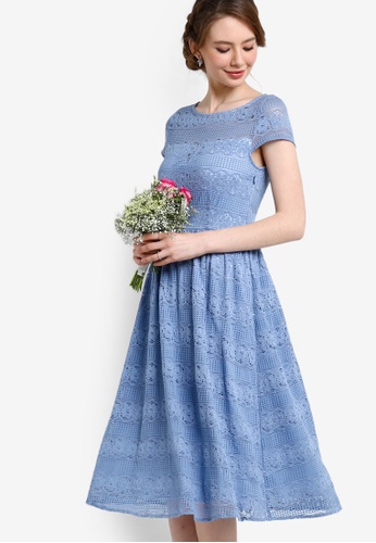 Dress - Floral midi jacquard fit-and-flare dress online shopping ...