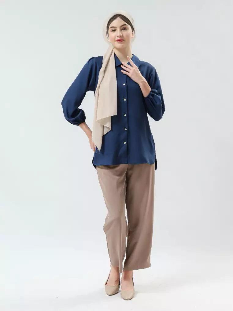 Urban Exchange Emma Shirt Navy - Atasan Kemeja Navy