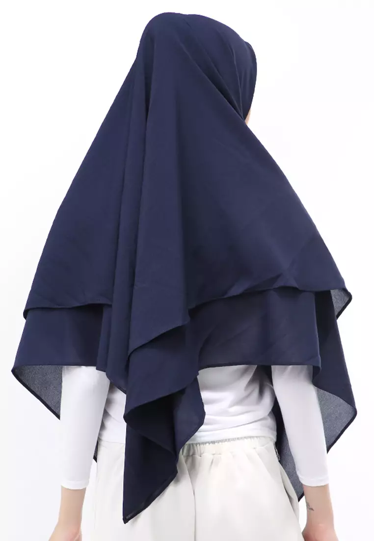 Layla Jilbab Syar'i Jumbo Motif Polos Relaxed Fit - Navy