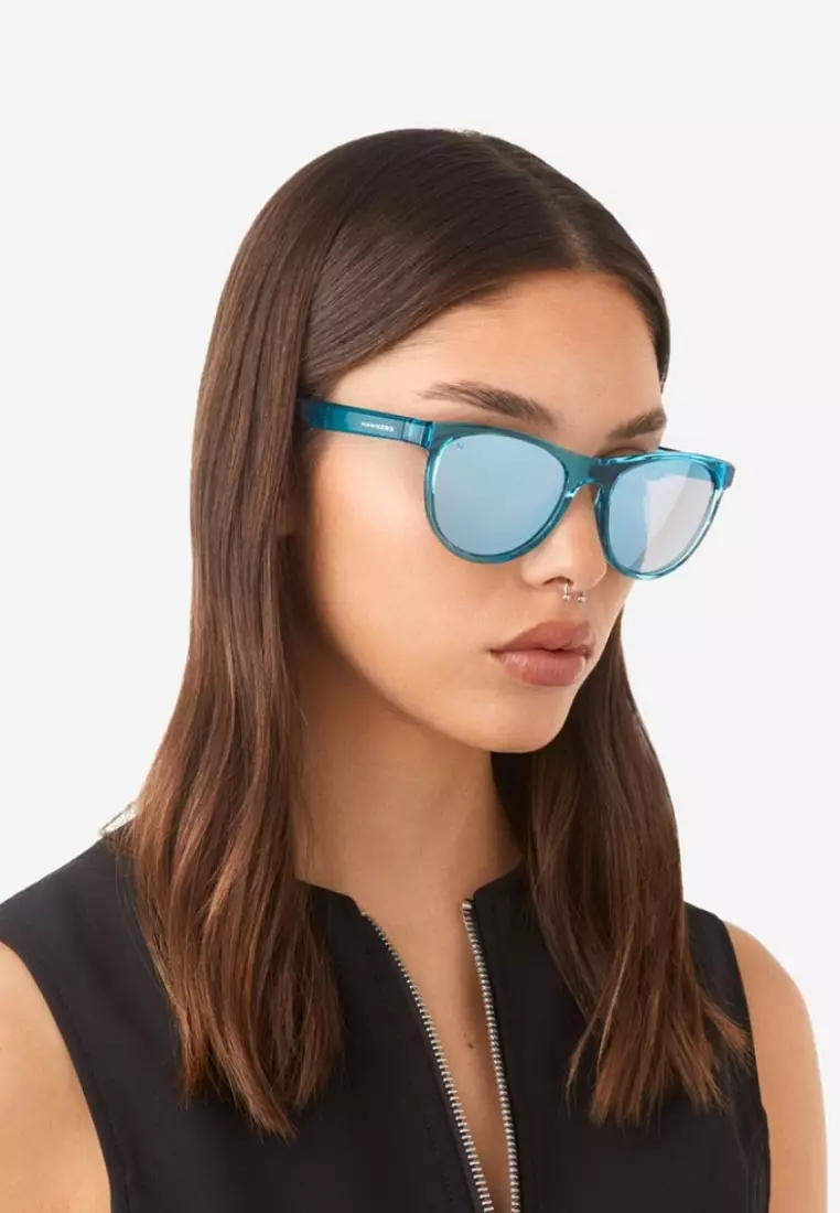 HAWKERS Polarized Cyan Blue Chrome Trail Sunglasses For Men And Women, Unisex. Official Product Designed In Spain