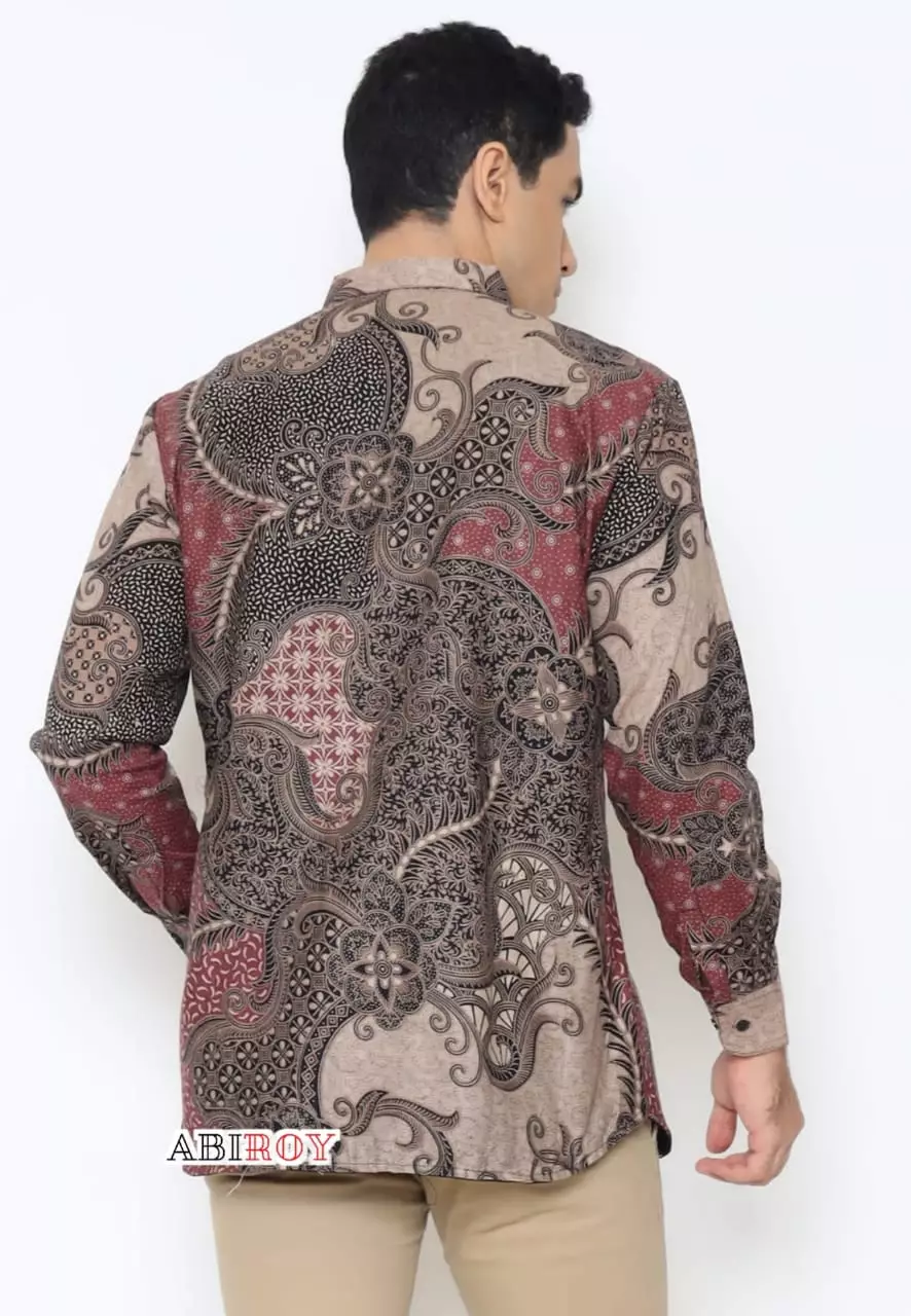 Kemeja Batik Pria Premium Slimfit Elegant Modern Lengan Panjang Trijata Ungu