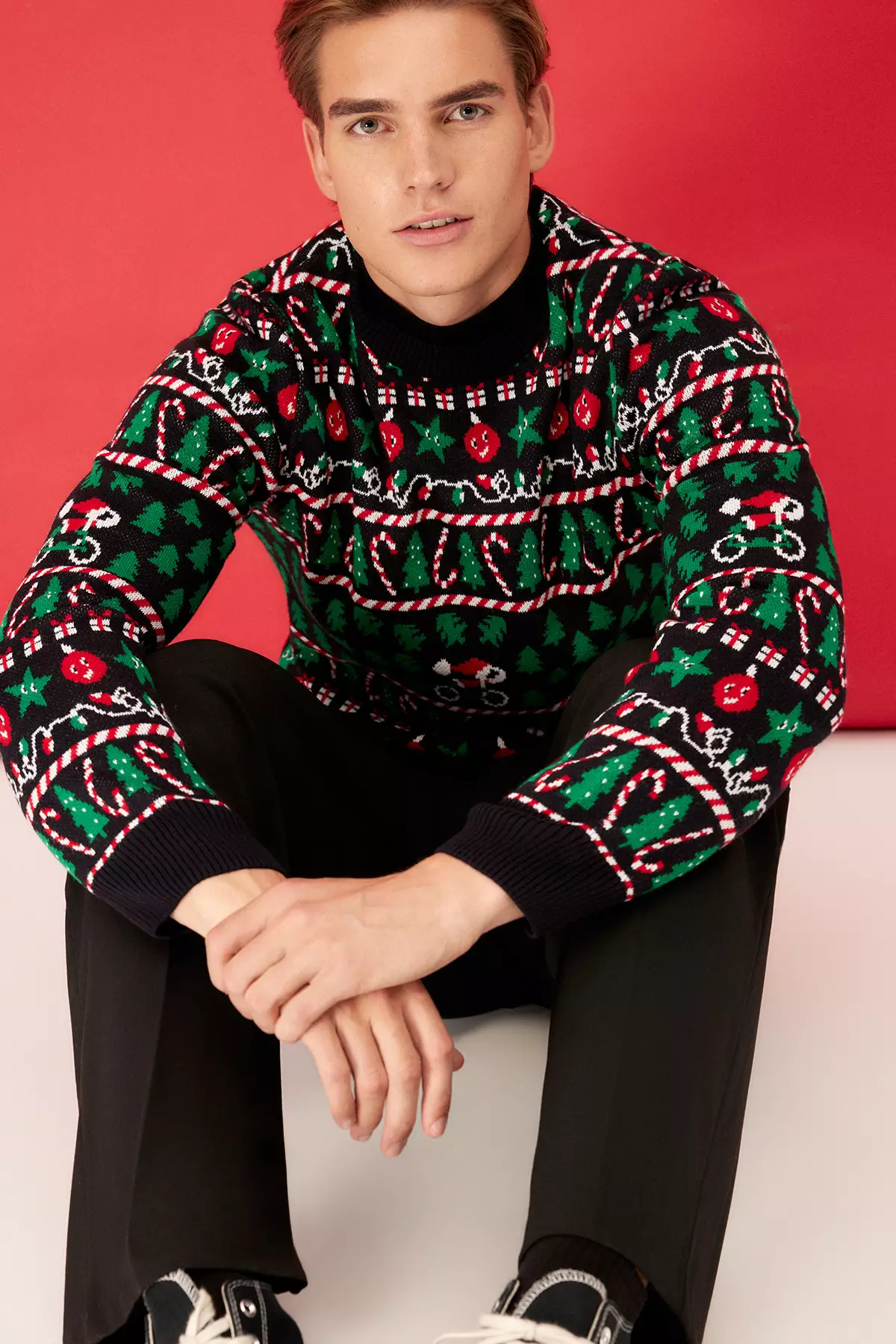 Trendyol Multicolored Men's Regular Fit Crewneck Christmas Knitwear Sweater.  2024, Buy Trendyol Online