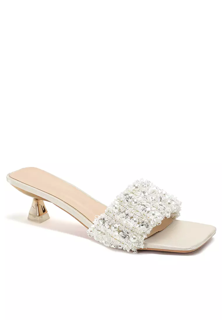 Pearl Satin Slippers BY8745-21