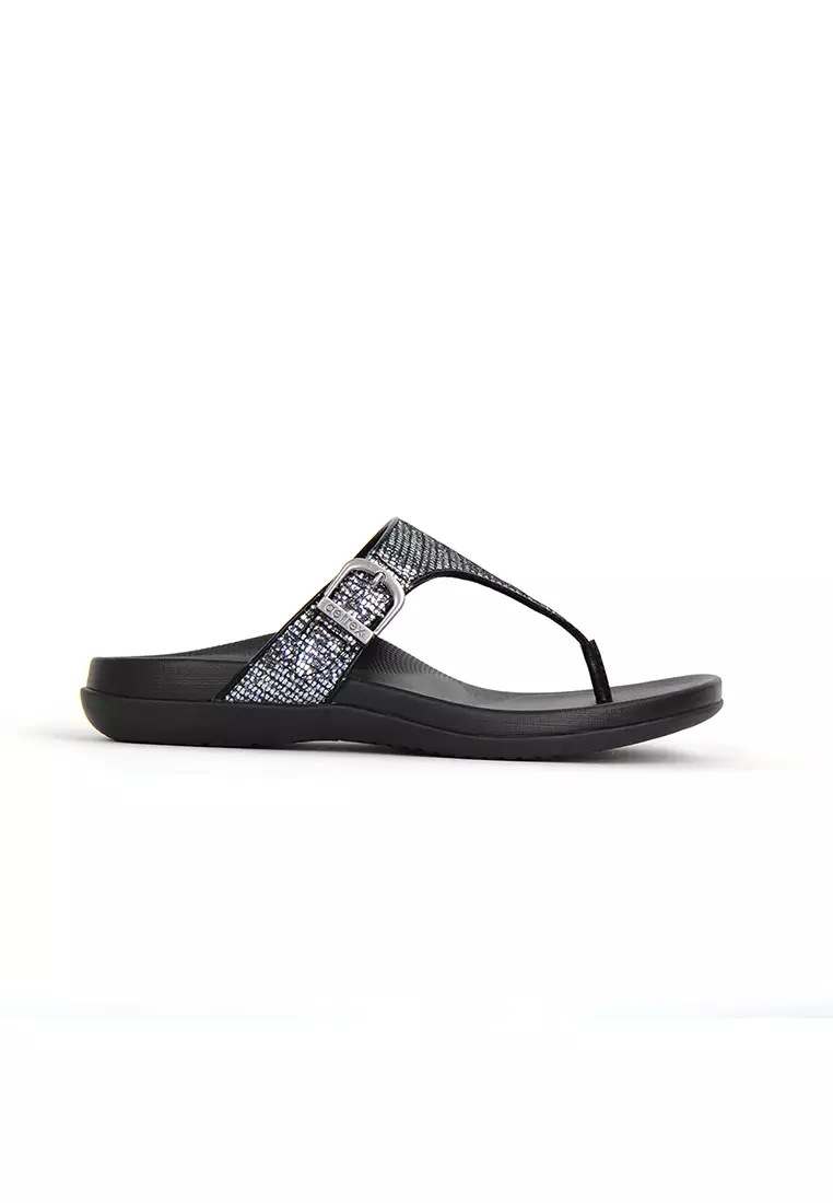 Buy Aetrex Aetrex Rita Sparkle Adjustable Thong Women Sandals - Black ...