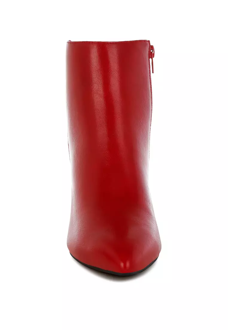 Sepatu bot kulit imitasi warna merah