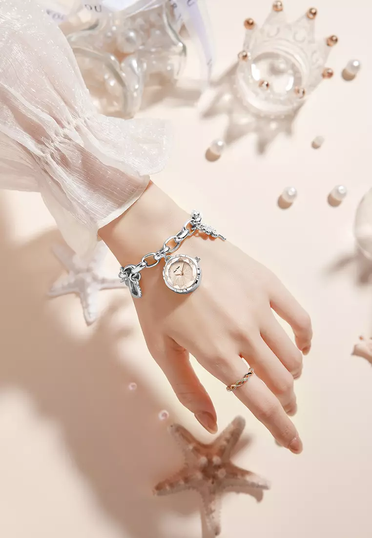 Jam Tangan Wanita Gelang Anti Air Original Mewah Elegan Korea Jam Tangan Cewek Kecil silver