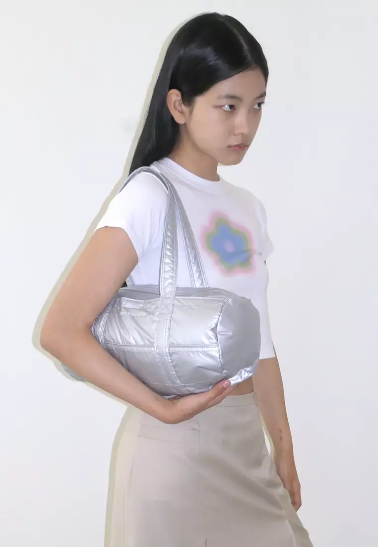 Mini Duffle Bag Crinkle Silver