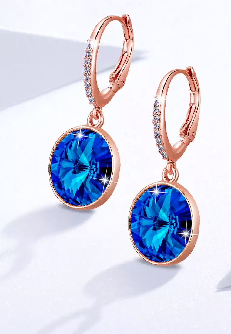 Precious Drop Earrings Coral Blue Embellished with SWAROVSKI® crystals