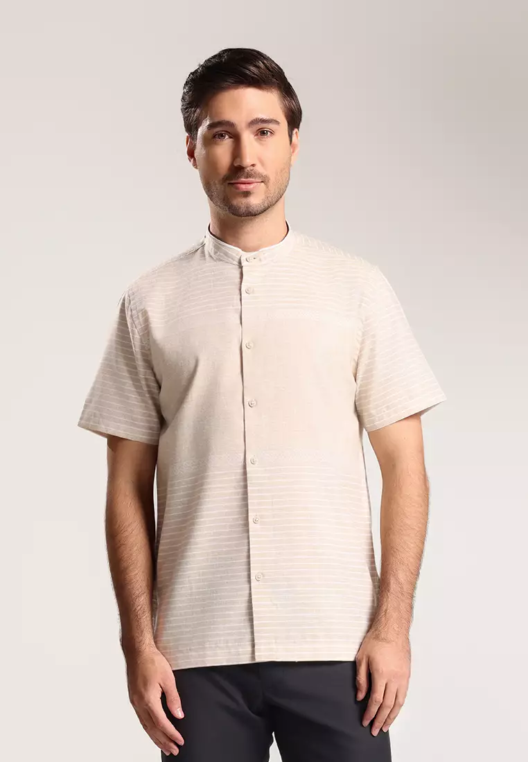 MOC Kemeja Koko Lengan Pendek Pria Brunoz - Khaki