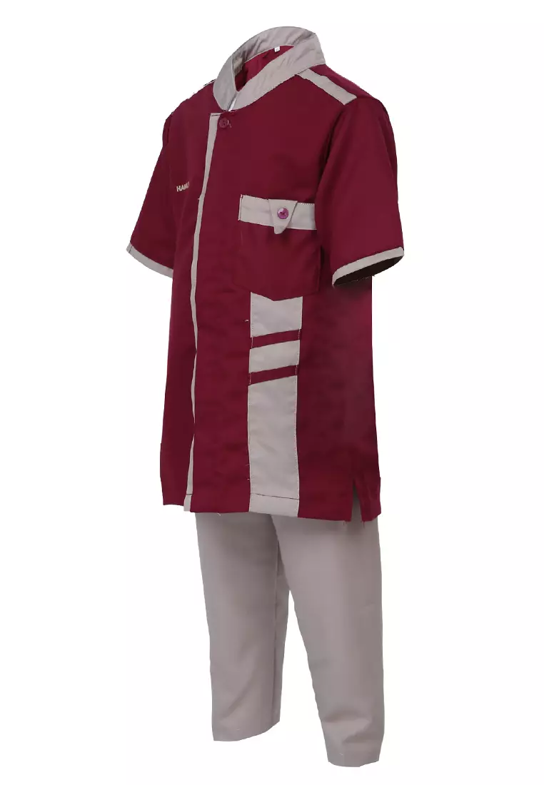 Jourell Setelan Koko Anak Laki-laki Motif Polos Childrens Shirt Lengan Pendek Material Cotton ORIGINAL - Maroon