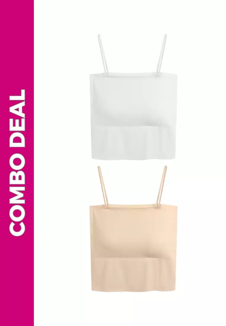 2 Pack Premium Arina Ice Silk Bralette Inner Top Tube in Nude and White