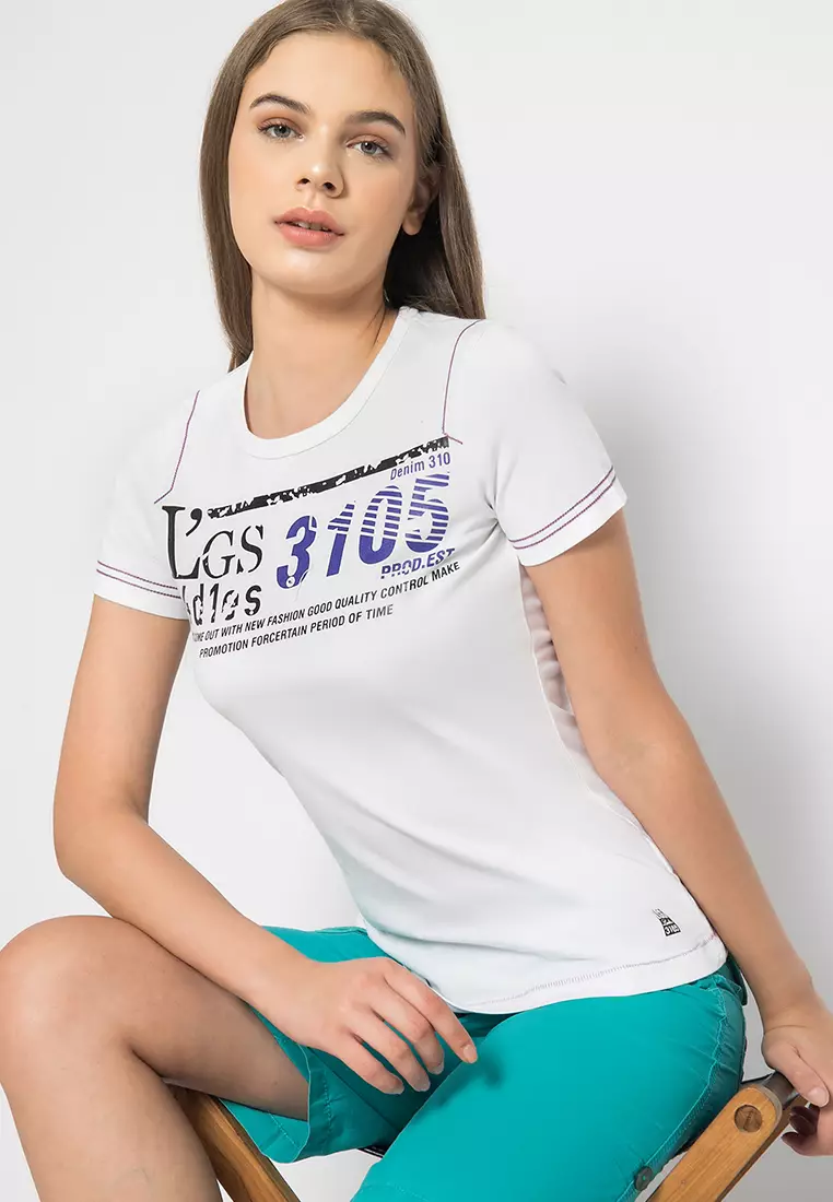 Jual LGS LGS - Kaos Wanita Model Sablon Warna Putih LLTS.555.K717M.019 ...