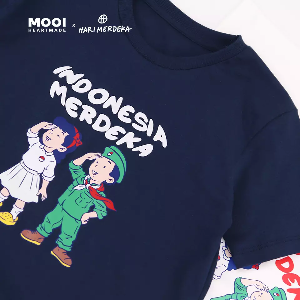 Mooi x Hari Merdeka 17 Agustus Kaos Kemerdekaan Anak T-shirt Anak Indonesia Merdeka - Navy