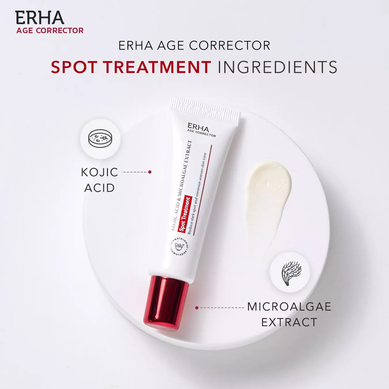ERHA Age Corrector Kojic Acid & Microalgae Extract Spot Treatment 15g - Krim Untuk Flek Hitam | Dark Spot | Hiperpigmentasi | Bintik Hitam | Bekas Jerawat | Noda Hitam | Ratakan Warna Kulit