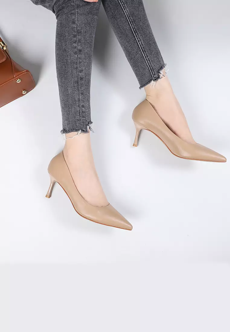 6.5CM Microfiber Leather Pointy Pumps 2065-2