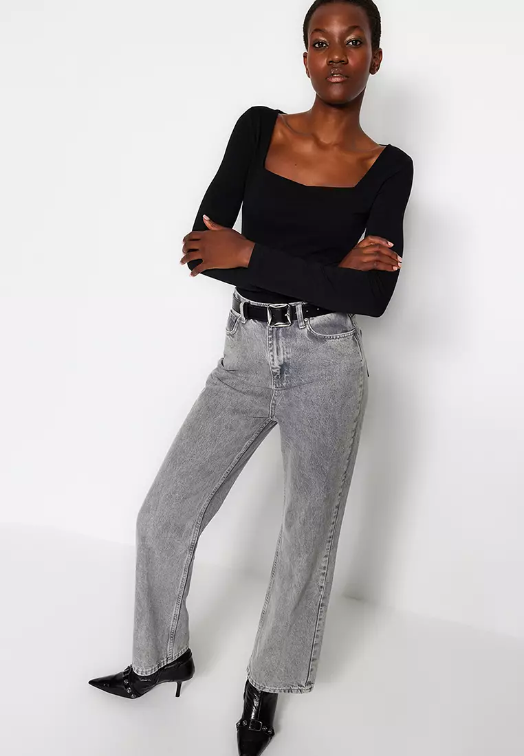 Square Neck Fitted Knit Top