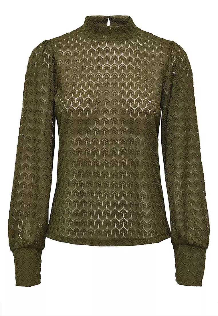 Long Sleeve Lace Jersey Top